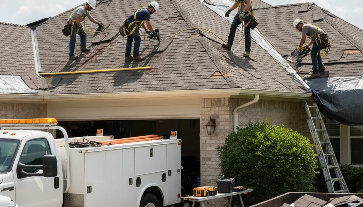 Storm damage tree cleanup crew removing hazardous branches in Las Vegas, NV